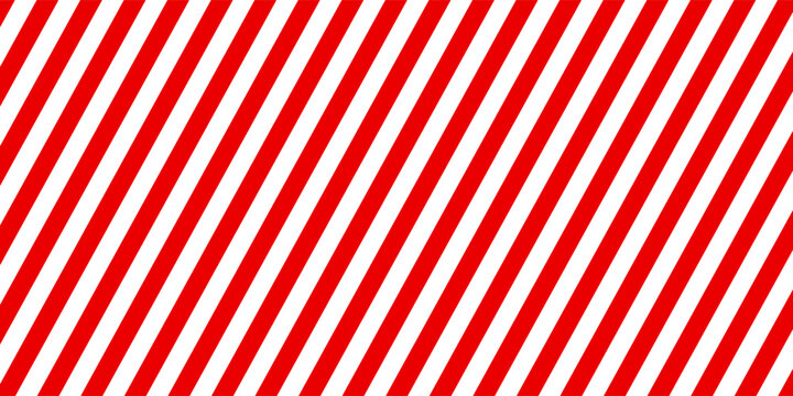Striped candy cane seamless pattern for Christmas or New Year decoration, red and white diagonal stripes background, Xmas gift wrap, winter holiday present wrapping paper