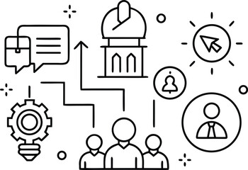 Business strategy and team collaboration infographic icons concept