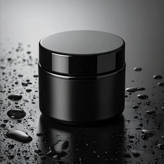  Black Container Jar With Lid on black monochrome background