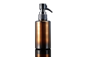 Obraz premium Shiny Brown Dispenser Bottle on Reflective Surface