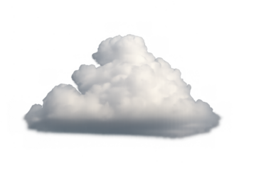 White cumulus cloud floating in sky with transparent background, showing atmospheric weather conditions