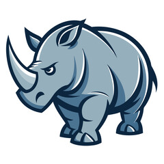 Stylized cartoon rhinoceros mascot with fierce expression