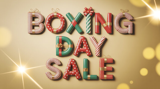 Boxing day sale text with festive decorations