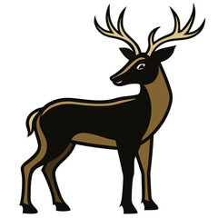 Fototapeta premium Stylized illustration of a majestic deer with large antlers