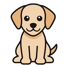 Cute cartoon golden retriever puppy sitting and smiling