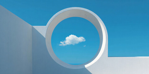 Serene Skylight: Tranquil Aperture in the Wall Frames Boundless Azure Expanse