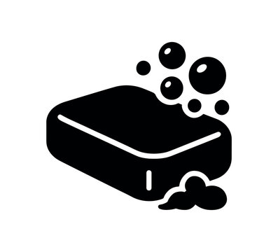 soap bar flat black solid vector illustration isolated on white background