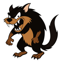 Cartoon wolf snarling with sharp teeth and claws