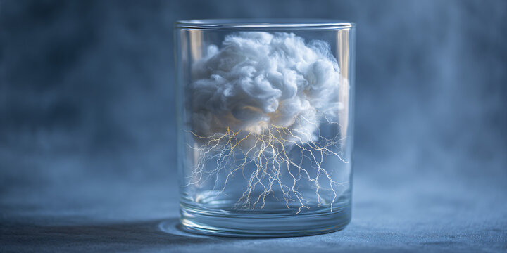 Ethereal Cloudscape Captivates in Transparent Glassware Masterpiece
