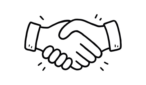 handdrawn cute doodle style handshake vector line illustration