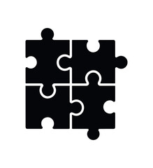 Obraz premium unity puzzle pieces flat black solid vector illustration isolated on white background