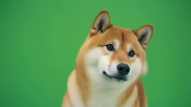 Shiba Inu Suspicious Side Eye Look Green Screen Video