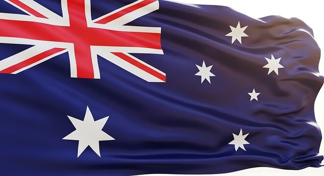 The australian flag waving in the wind, australia Independent Day flag