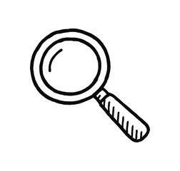 handdrawn cute doodle style magnifying glass vector line illustration