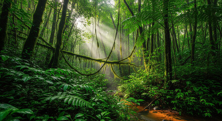 Obraz premium rain forest in the morning