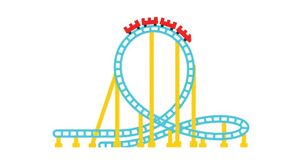 A simple illustration of a bright blue and yellow roller coaster