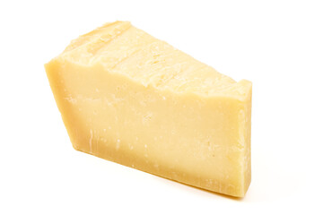 Parmesan cheese wedge, isolated on white background