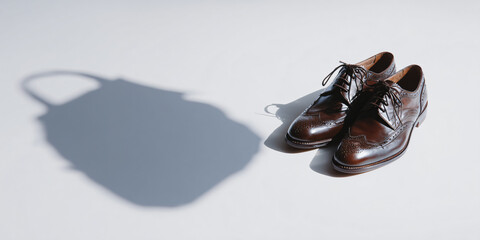Elegant Footwear Showcase: A Polished Pair of Dress Shoes on a Pure White Background