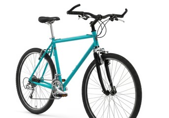 Turquoise mountain bicycle isolated on white background