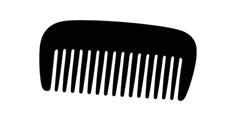 wooden comb flat black solid vector illustration isolated on white background