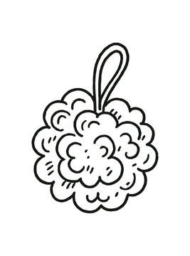 handdrawn cute doodle style loofah sponge vector line illustration