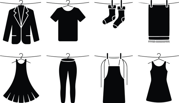 Hang Out Clothes Icon Set Clothes Drying Icon Pack