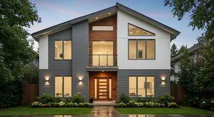 Modern two story house with contemporary architecture