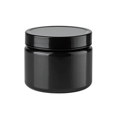 Black Container Jar With Lid on black monochrome background