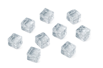 Ice cubes floating, refreshing clear frozen water dropping, perfect for cold drinks and chilling concepts