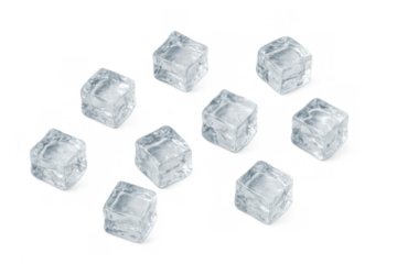 Ice cubes floating, refreshing clear frozen water dropping, perfect for cold drinks and chilling concepts