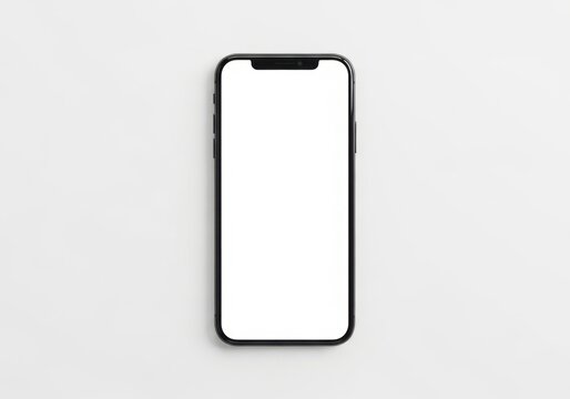 Modern smartphone with blank screen isolated on cream beige background