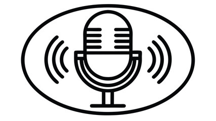 Microphone Icon with Sound Waves Recording Voice Message Vector