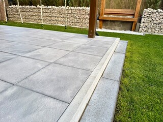 concrete tiles in the garden