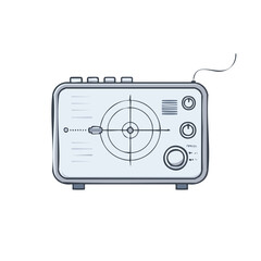 Fototapeta premium Stylized retro futuristic gadget with a prominent target display and control buttons hand drawn illustration
