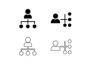 Organizational chart icons set team structure hierarchy people - Vector icon symbol for website - Icon vector - Blue icon vector - Line and glyph solid icon set