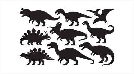 Obraz premium Stylized dinosaur icons and outlines representing ancient wildlife