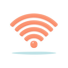 Orange Wi-Fi symbol illustration isolated with shadow effect, wireless connection.