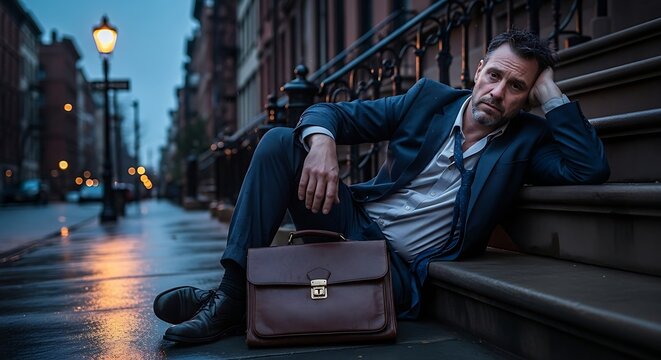 Exhausted Businessman After Work