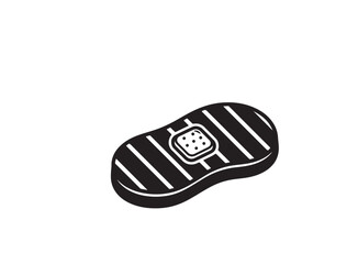 Beef Steak Grill Icon, Black and White Food Vector
