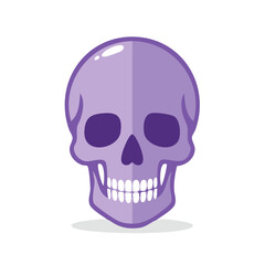 Obraz premium Minimalist lilac skull head flat vector design with eye sockets and teeth