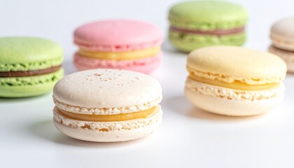 Fototapeta premium Colorful macaroons isolated on white background