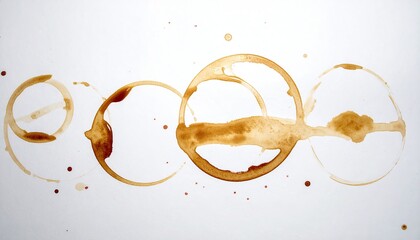 Coffee stains from a mug on a white background
