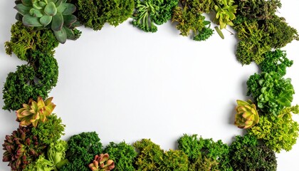 Frame of green grass, white background