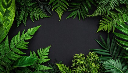 Frame of fir branches on black background