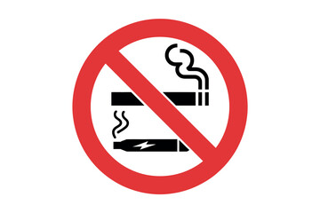 A red circle with a diagonal line prohibits smoking and vaping.
