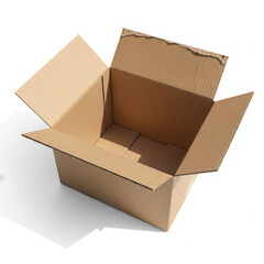 Open brown corrugated cardboard box ready for shipping or move