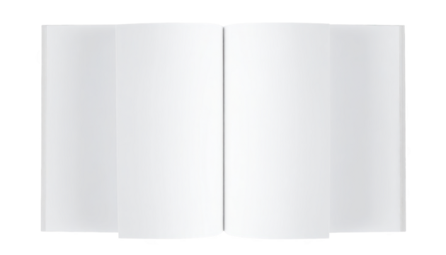 Open blank book with white pages isolated on transparent background - Powered by Adobe