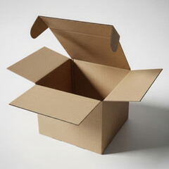 Empty open brown corrugated cardboard shipping box for shipping and moving.