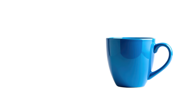 A single blue mug isolated on transparent background