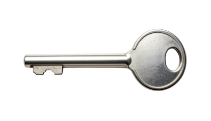 Silver key isolated on transparent background